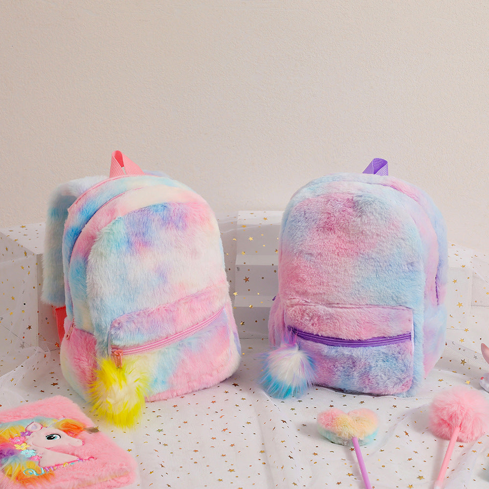 Wholesale Children's Cartoon Unicorn Hooded Plush Pointy Corners Cute Backpack