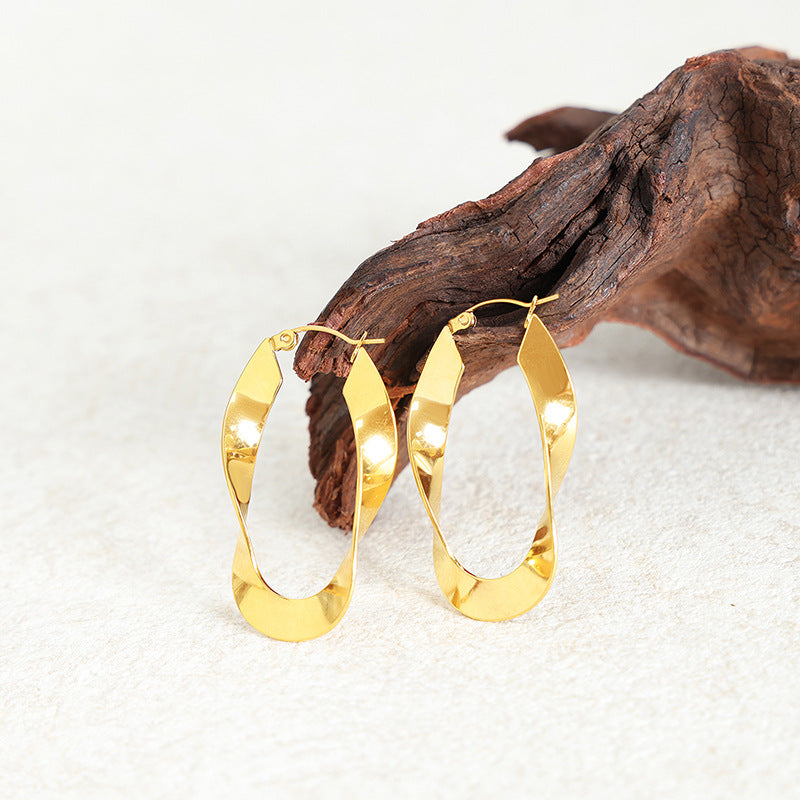 Wholesale Fashion U-shaped Glossy Gold Plated Earrings