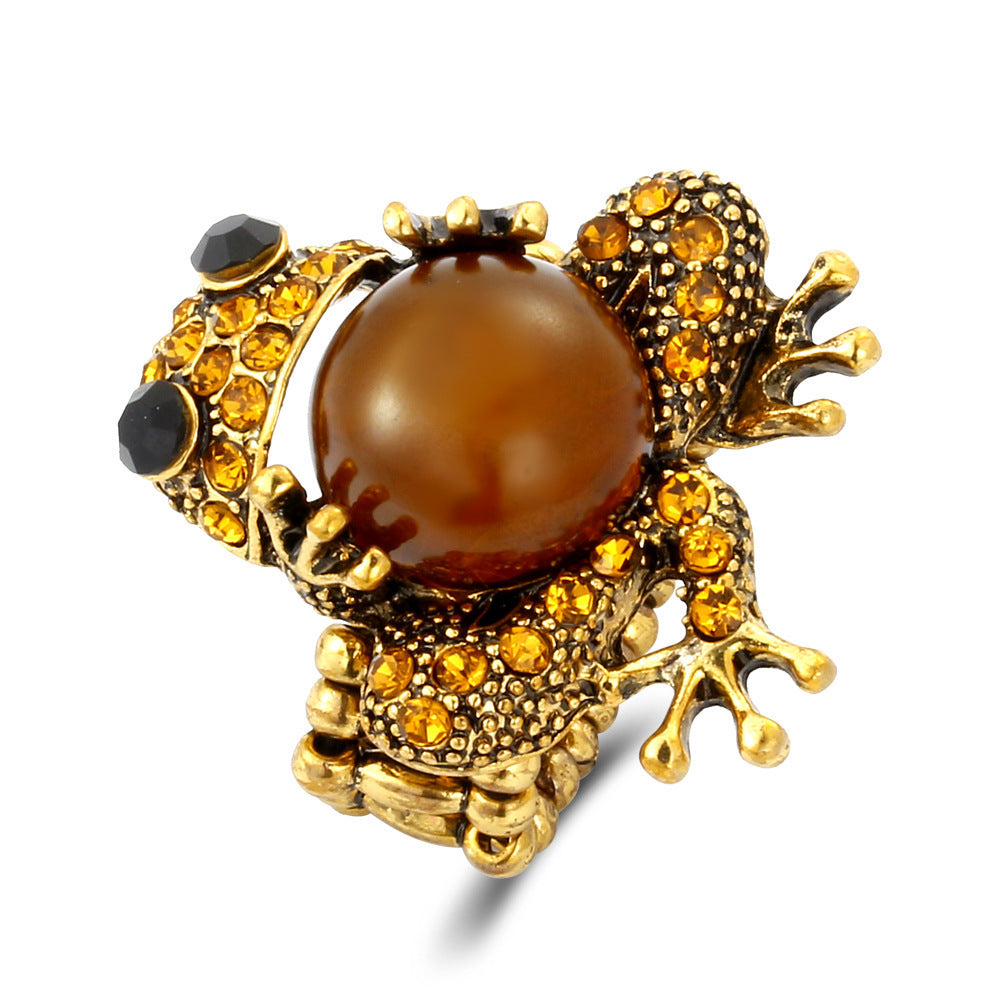 Wholesale Silver and gold diverse frog retro animal ring