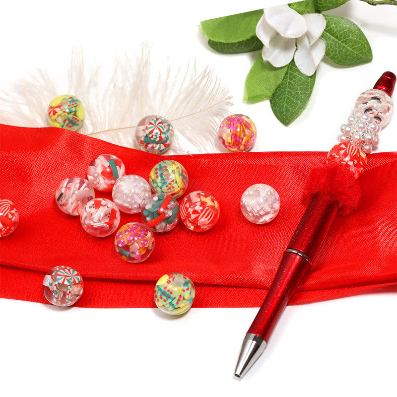 Wholesale Random 100pcs/pack  Christmas polymer clay tiles with embedded Acrylic Beads