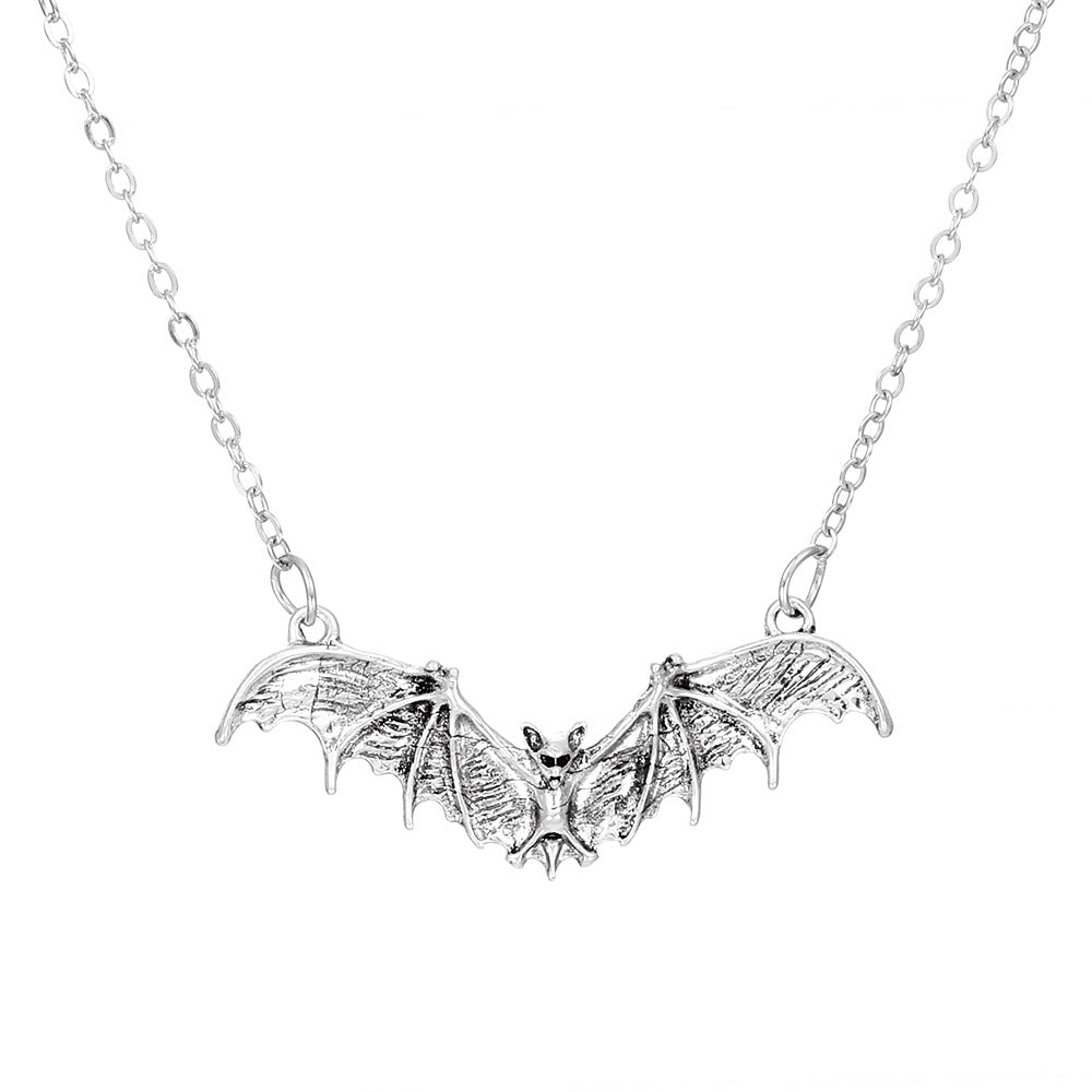 Wholesale Punk Black Bat Halloween Exaggerated Hip-Hop Necklace