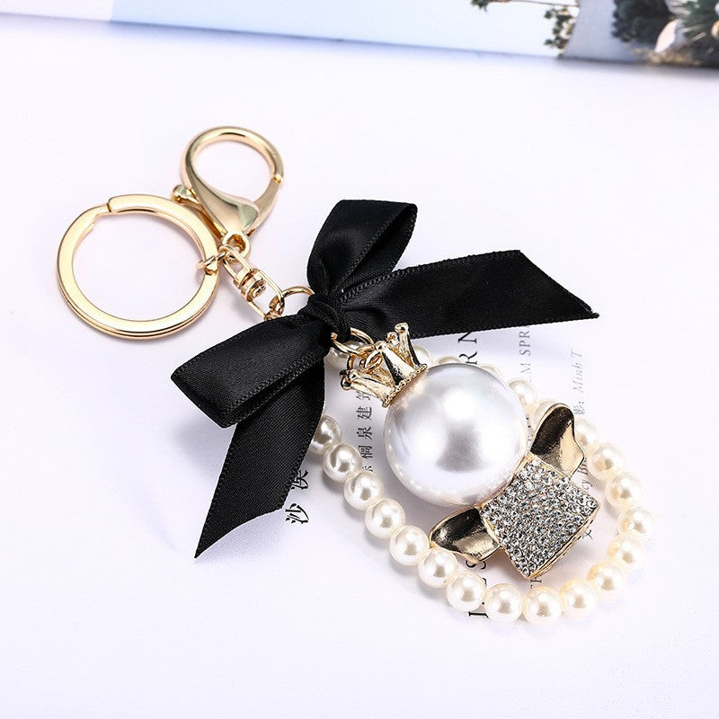 Wholesale Pearl Car Butterfly Alloy Keychain