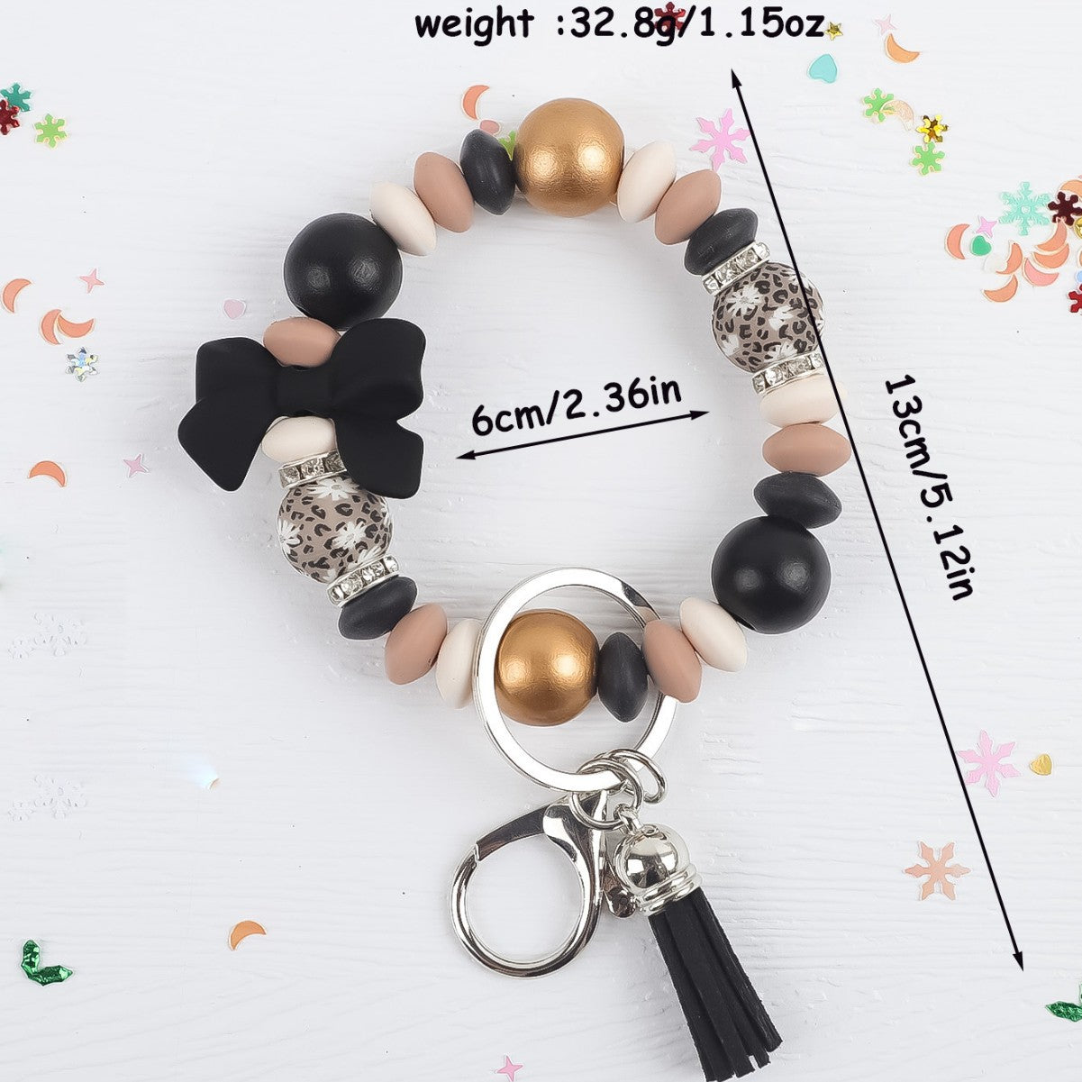 Wholesale silicone bead Wrist keychain pendant bag charm bow accessory