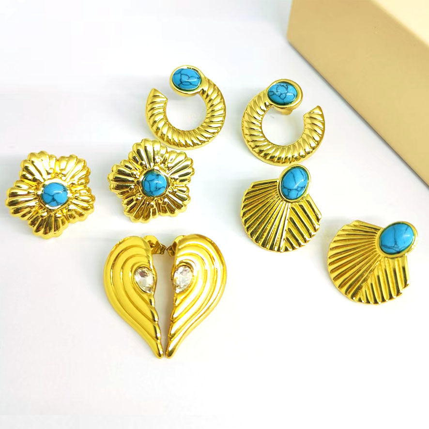 Wholesale All-Match Stainless Steel Retro Artistic Court Style Earrings