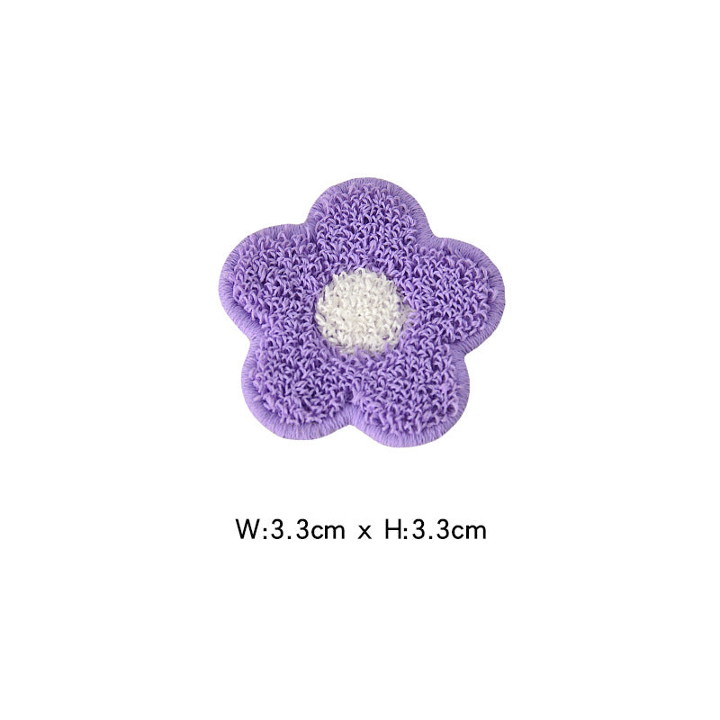 Wholesale Polyester Cartoon Purple Sunflower Embroidered Patches For Kids DIY Towel Bag Clothing Decoration