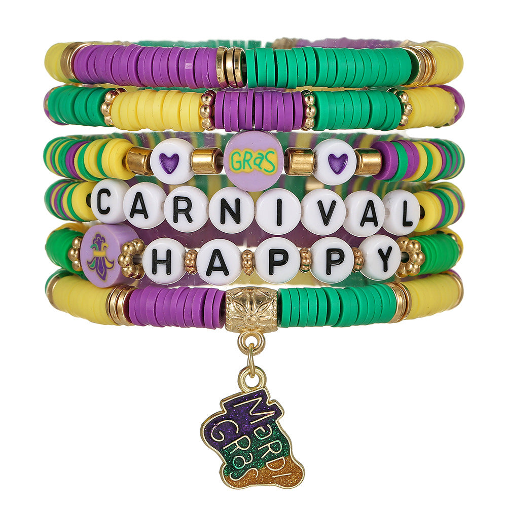 Wholesale Colorful Carnival Polymer Clay Purple Bracelet