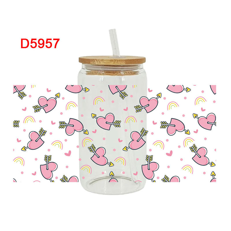 Wholesale Colorful Hearts  16oz Cup UV DTF Wraps
