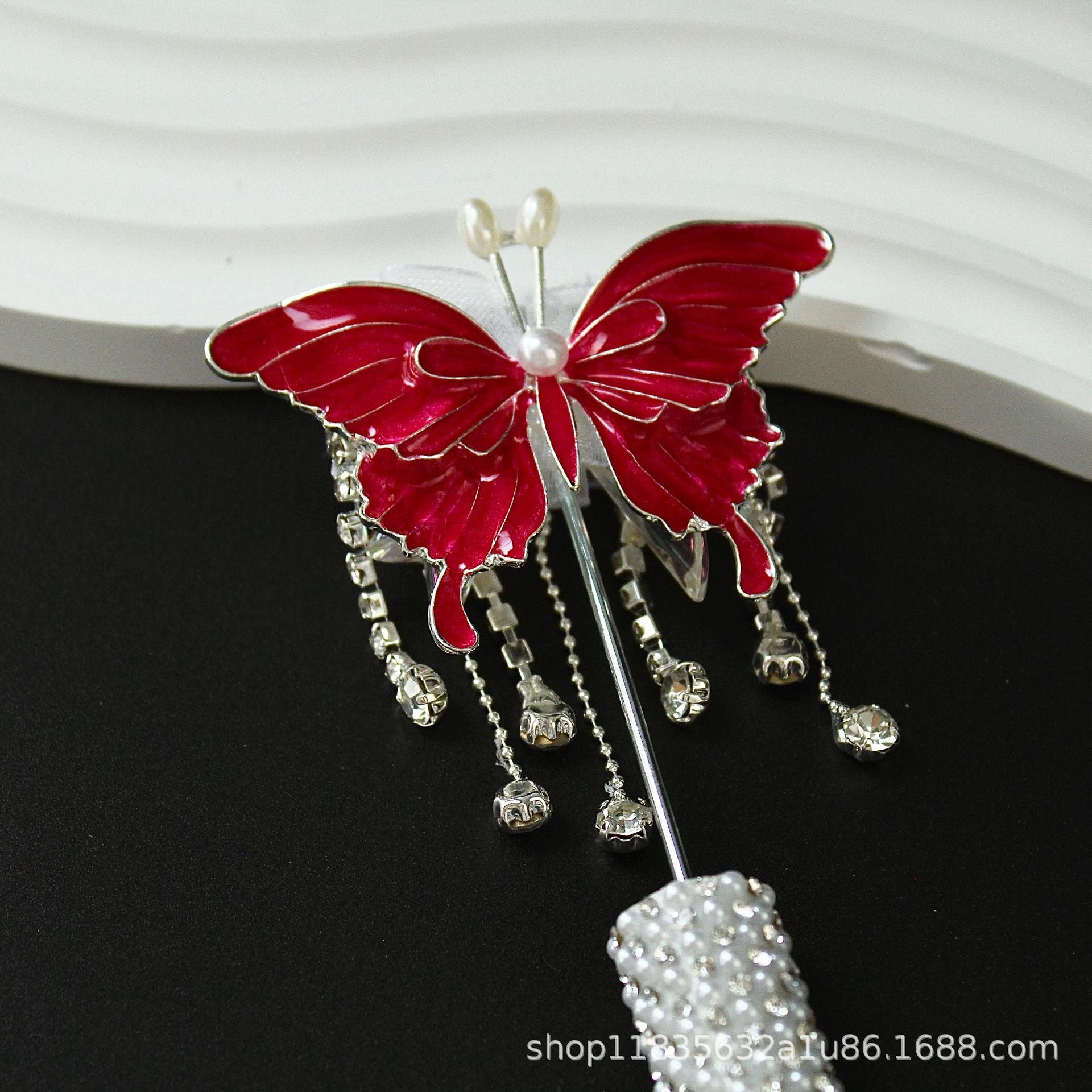 Wholesale 10pcs colored butterfly diamond ball tassel beads