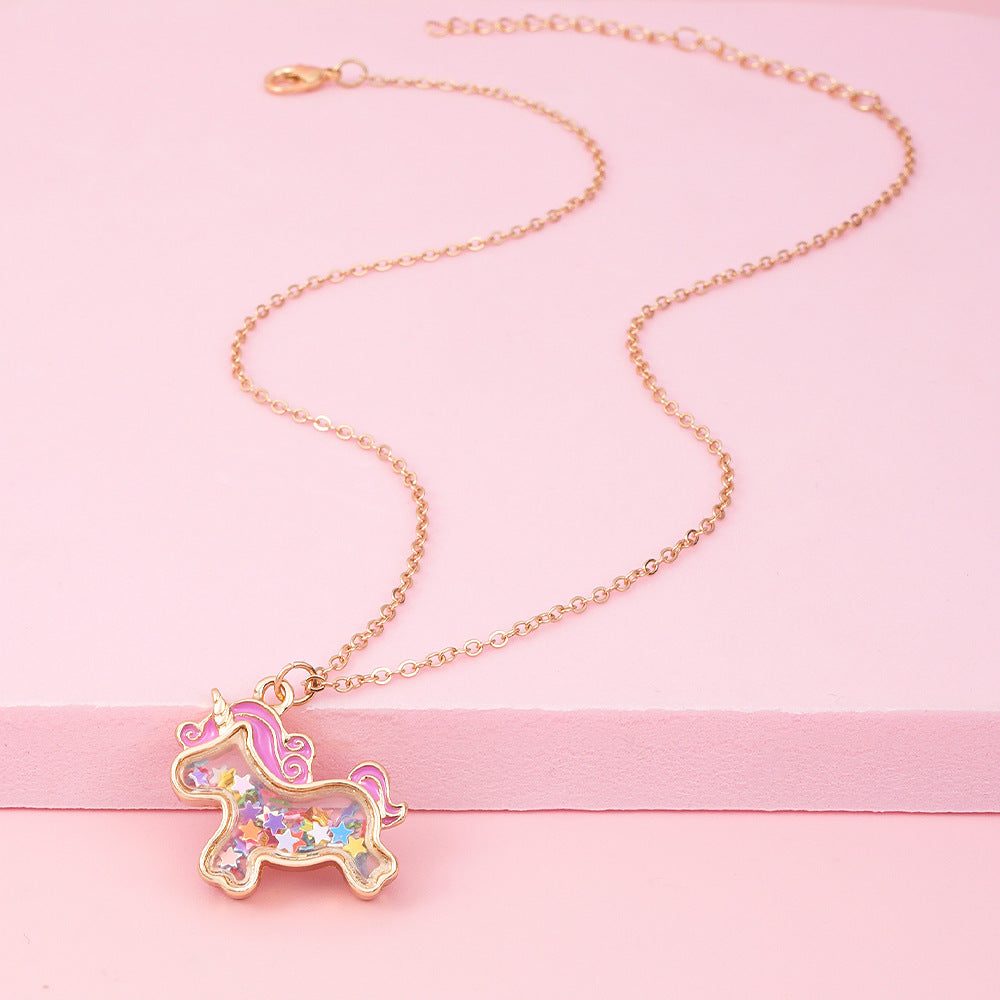 Wholesale Cute unicorn with sequin necklace inside