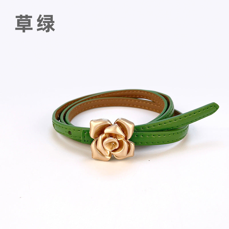 Wholesale Leather Belt for Women with Flower Waistband and Cowhide Leather Belt