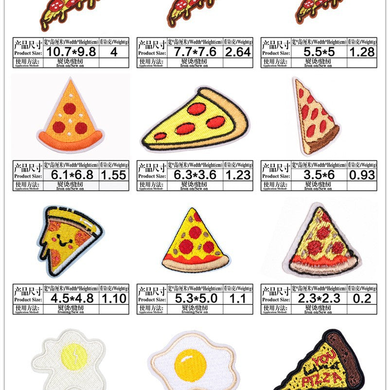 Wholesale Burger Sausage Hot Dog Pizza Cartoon Embroidery DIY Patches