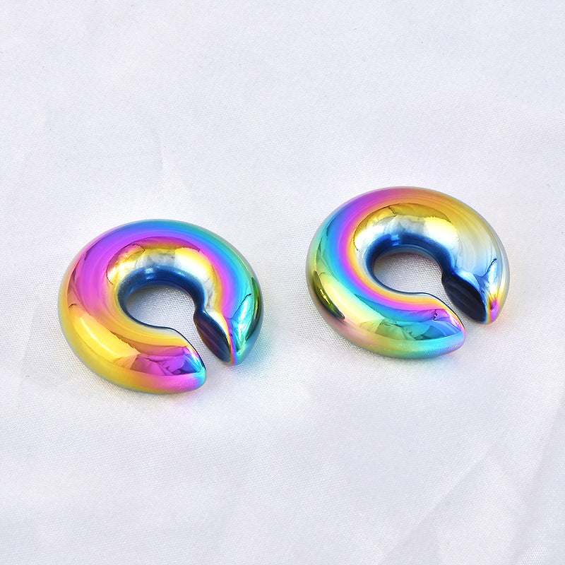 Wholesale Non-pierced Colorful Electroplated Ear Clip Titanium Steel 18k Gold Earrings