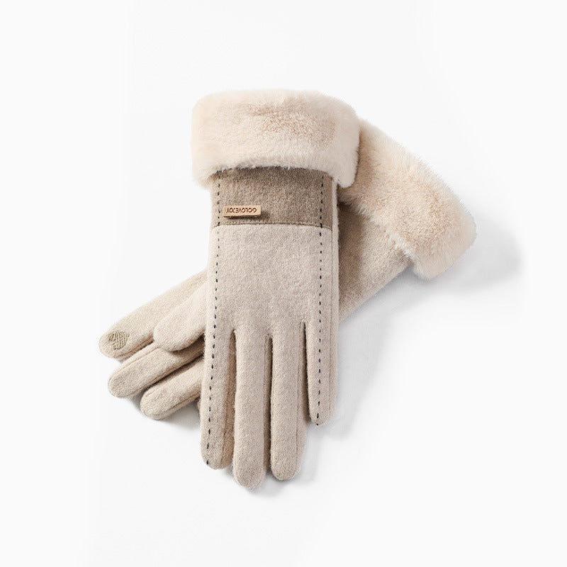 Wholesale Winter Cashmere Thickened Warm Touch Screen Gloves