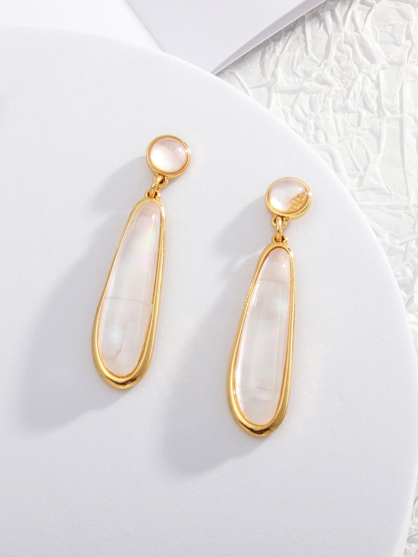 Wholesale Abalone Gold Plated Long Earrings
