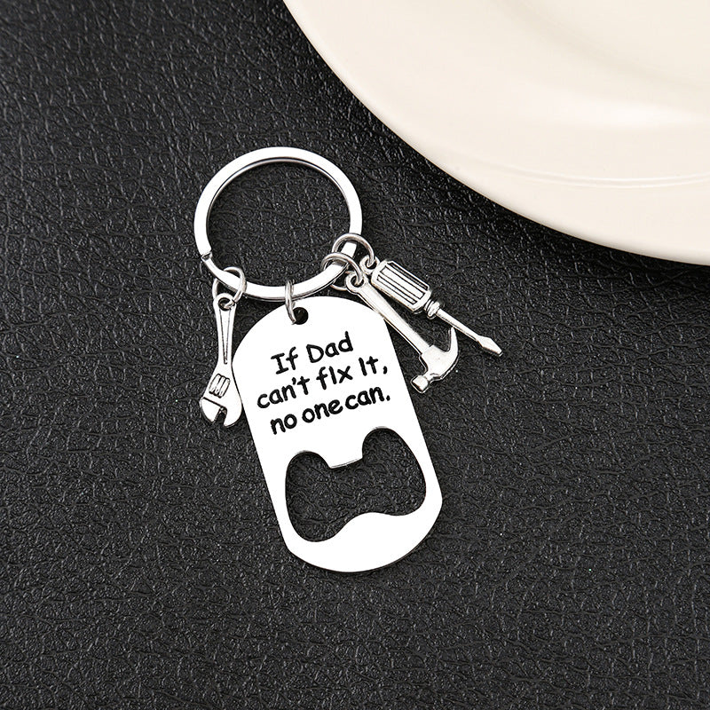 Wholesale Stainless Steel Father's Day Bottle Opener Laser Engraving Gift Keychain