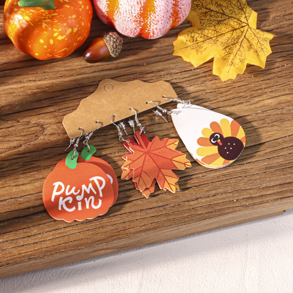 Wholesale Thanksgiving Maple Leaf Pumpkin earrings