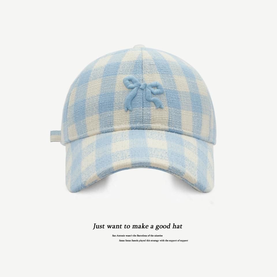 Wholesale Plaid Butterfly Embroidery Soft Top Baseball Cap