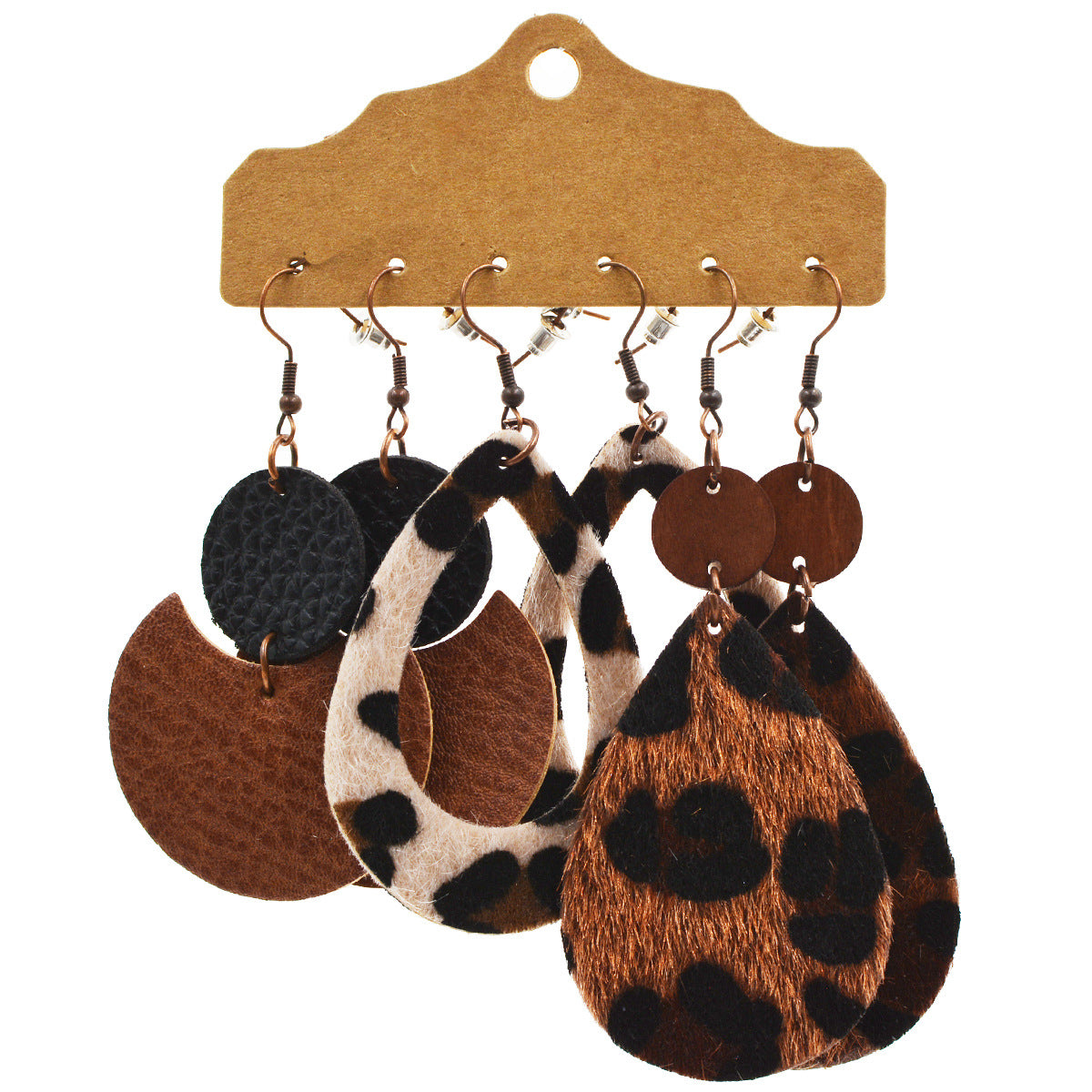 Wholesale Western Style Leopard Print Cow Earrings