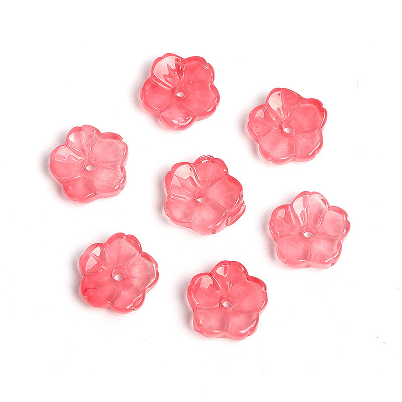 Wholesale 100pcs10mm Glass Transparent Petals Gradient Through Hole Beads DIY Spacer