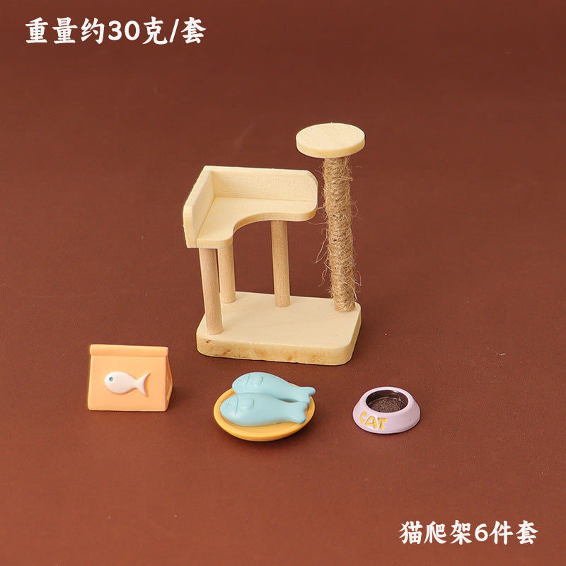Wholesale Miniature cat climbing frame simulation cat toy model Doll Accessories