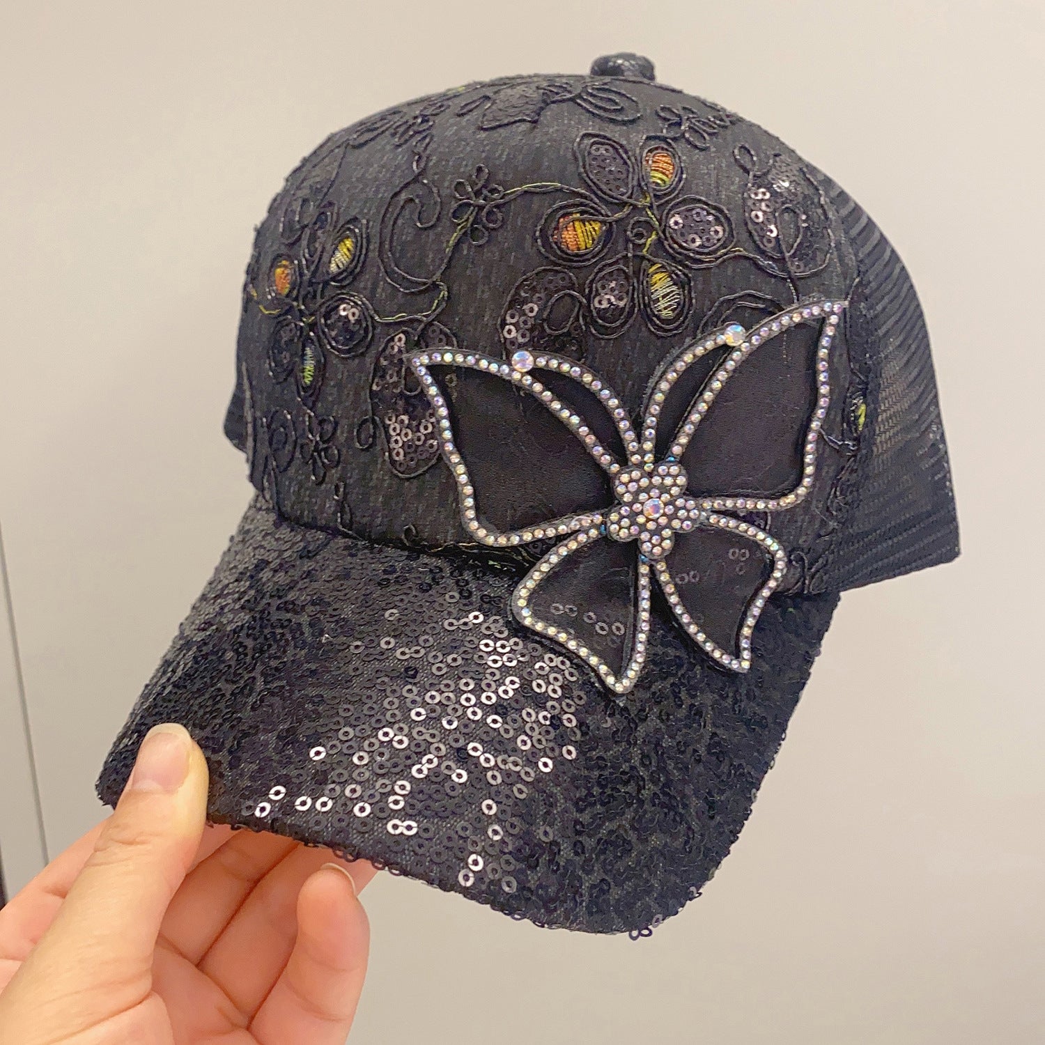 Wholesale Sequined butterfly fashion sun protection sun shading breathable hip-hop baseball cap