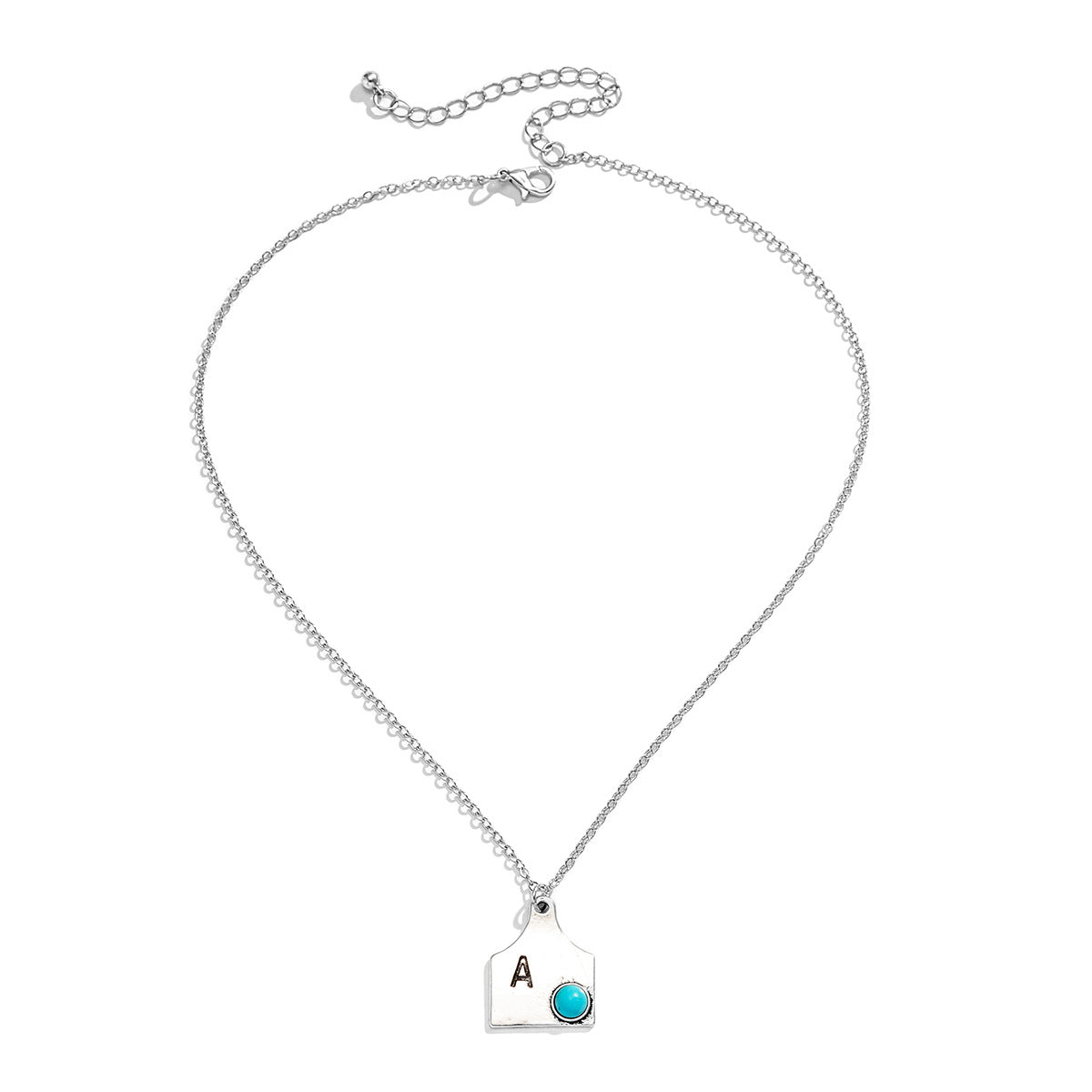 26 letras al por mayor Collar de aleación turquesa