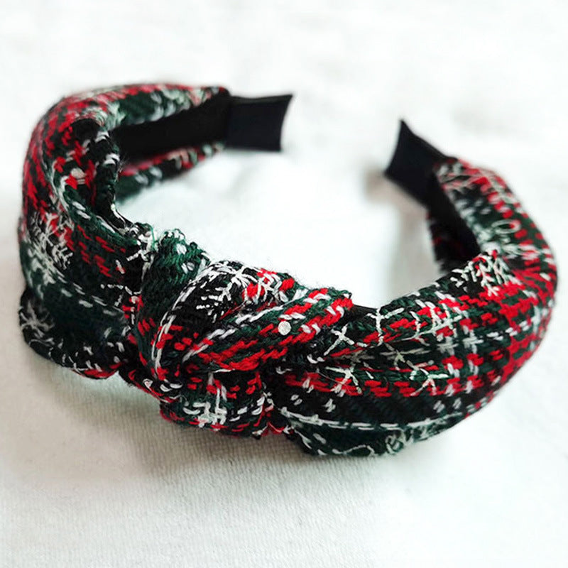 Wholesale Christmas Series Plaid Bow Cloth Headband