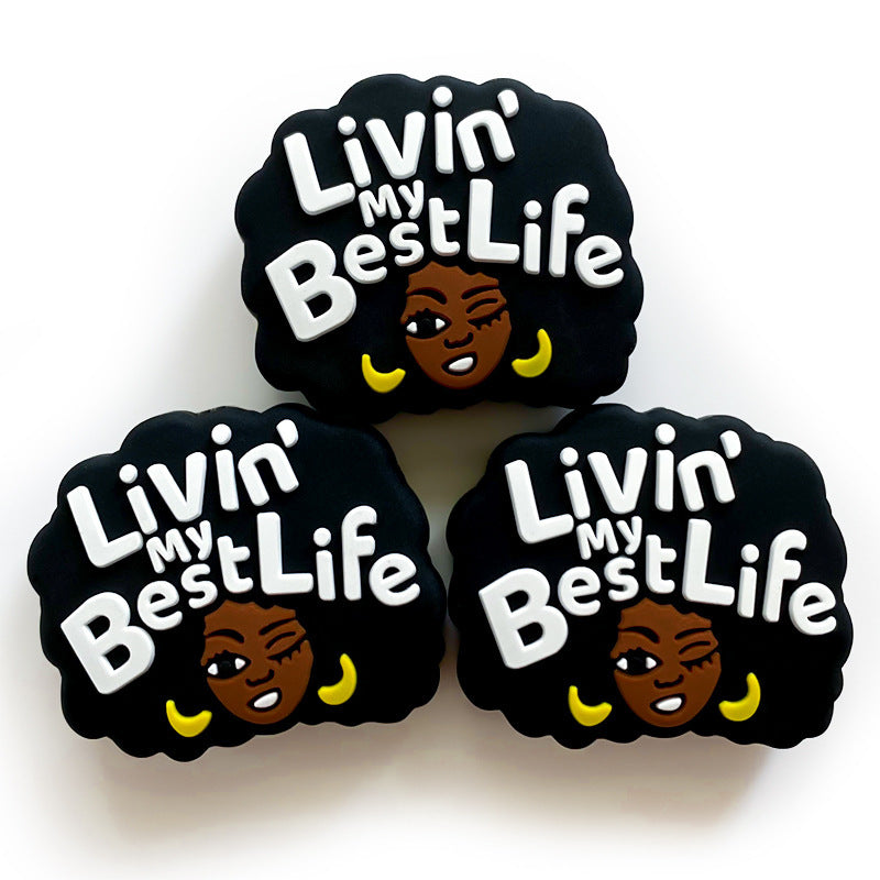 Wholesale 10pcs Baby Teething Stick Black Girl Focal Beads