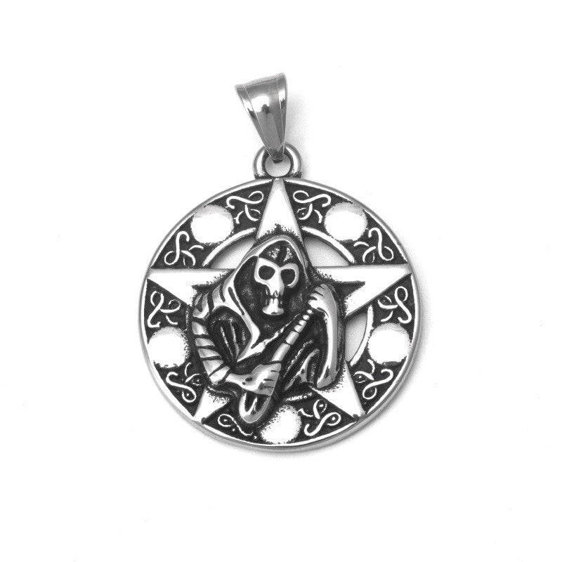 Wholesale Personalized Death Round Plate Stainless Steel Necklace Star