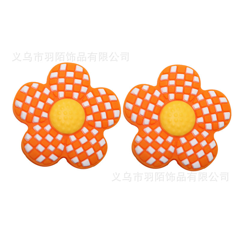 Wholesale 20pcs Checkerboard Flower Silicone Beads
