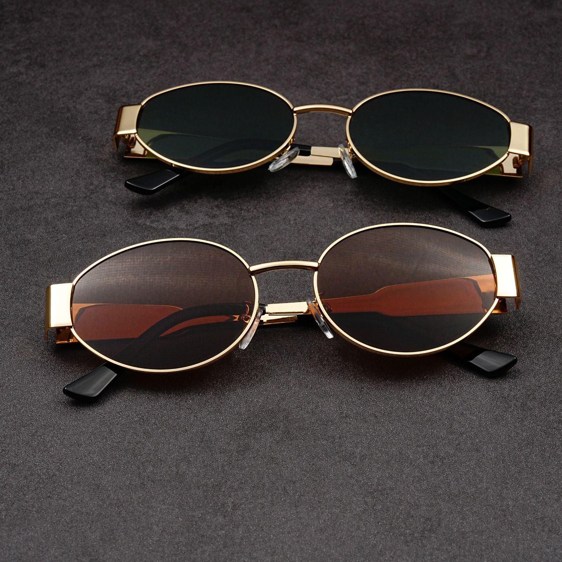 Wholesale Retro old money style metal oval sunglasses