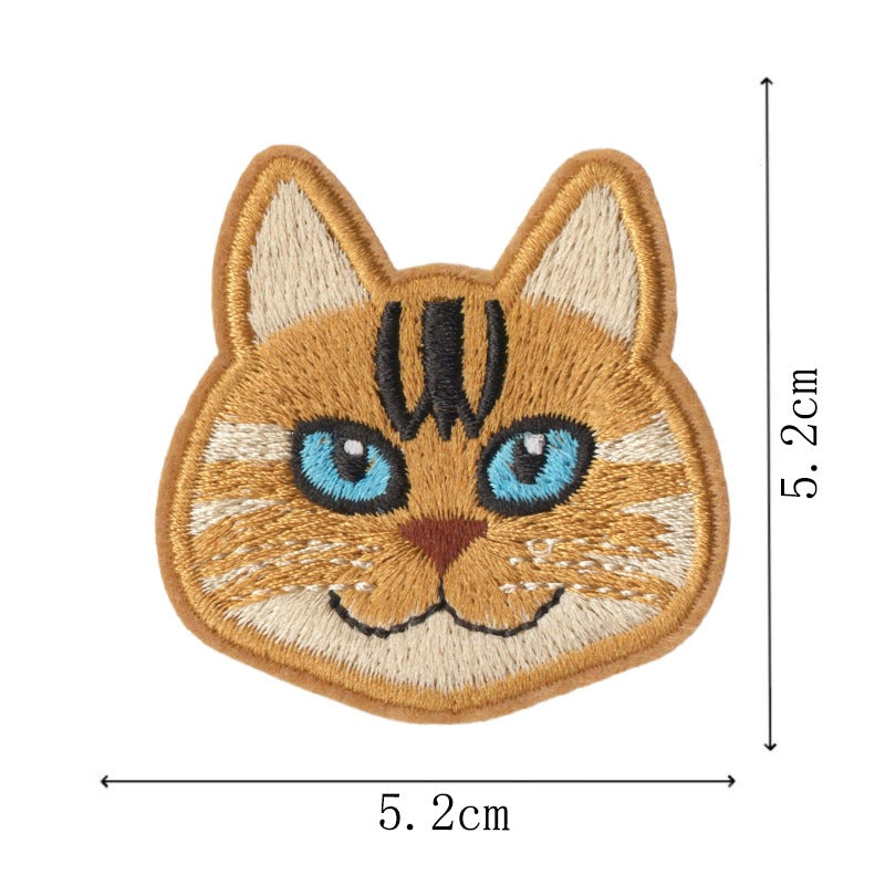 Wholesale Cartoon Cat Embroidery Iron On Patches 9 Pcs Polyester Cotton Clothing Repair Sticker Trendy DIY Fashion Accessory