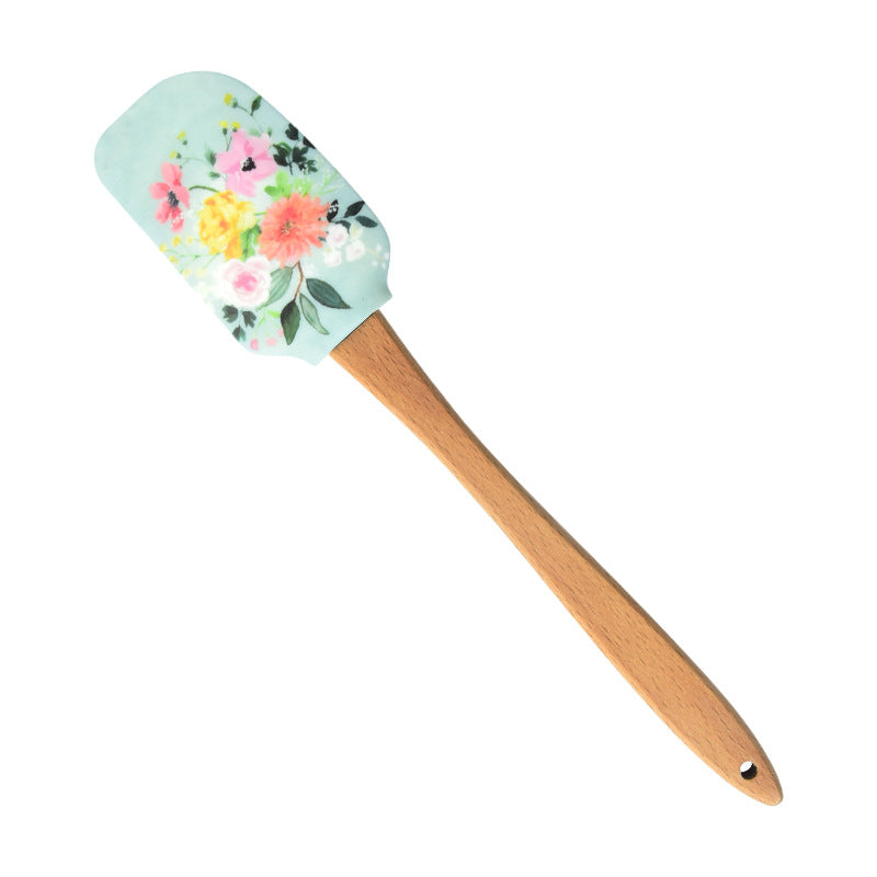 Wholesale Silicone Spatula Split Wooden Handle Cake Cream Spatula