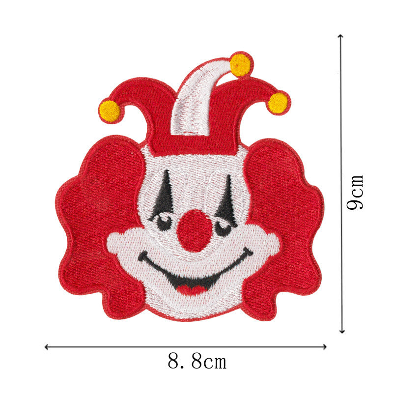 Wholesale 8 Piece Embroidered Patches With Adhesive Backing Clown Bow Heart And English Motifs For DIY Coat Hat Bag And Shoe Decor