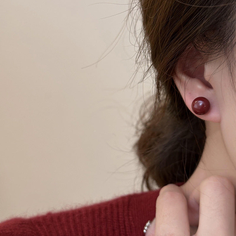 Wholesale 8-14mm milk white pearl round earrings