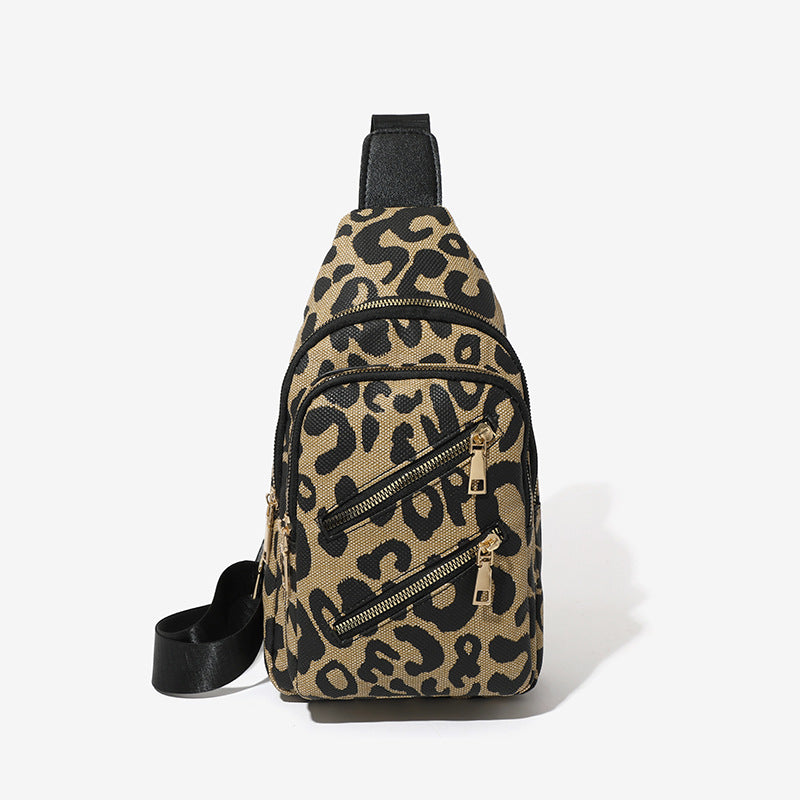 Wholesale PU Leopard Print Crossbody Chest Bag Travel Leisure Backpack