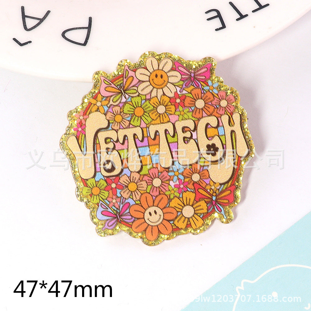 Wholesale New loose powder cartoon letters cute jewelry acrylic pin DIY patch accessories