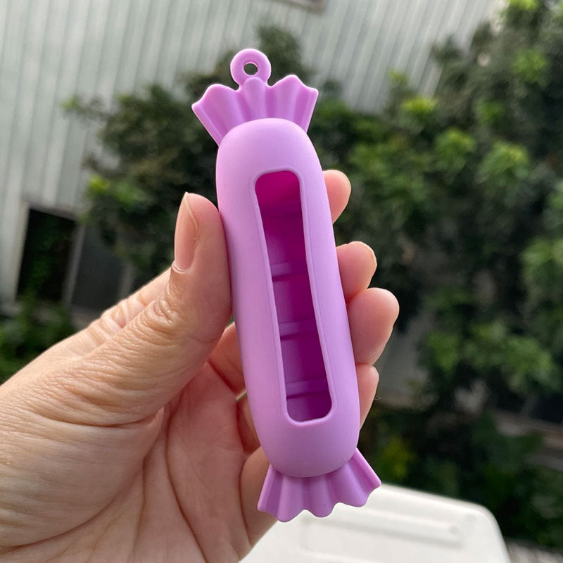 Wholesale Lipstick case silicone protective case bow lipstick bag keychain