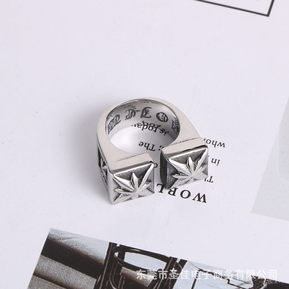 Wholesale Punk Retro Double Pozidriv Titanium Steel Ring