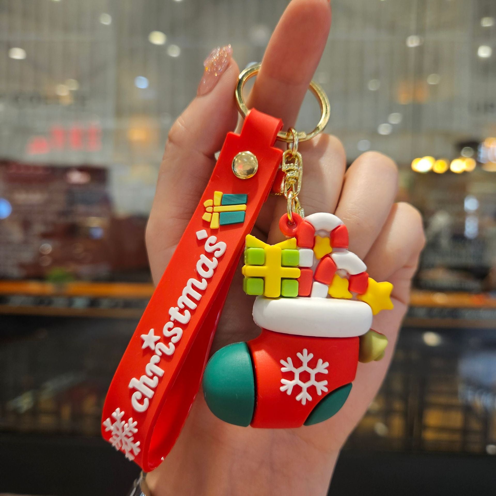 Wholesale Santa Claus crutches reindeer Christmas tree Cute Keychain