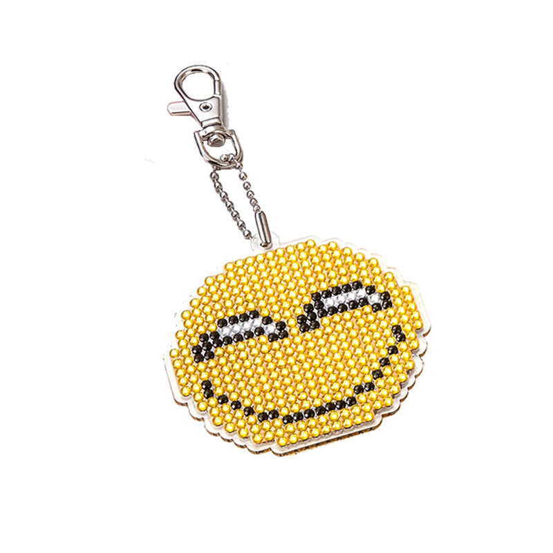 Wholesale Set of 4 DIY Acrylic Sticker Diamond Painting Rainbow Car Key Chain