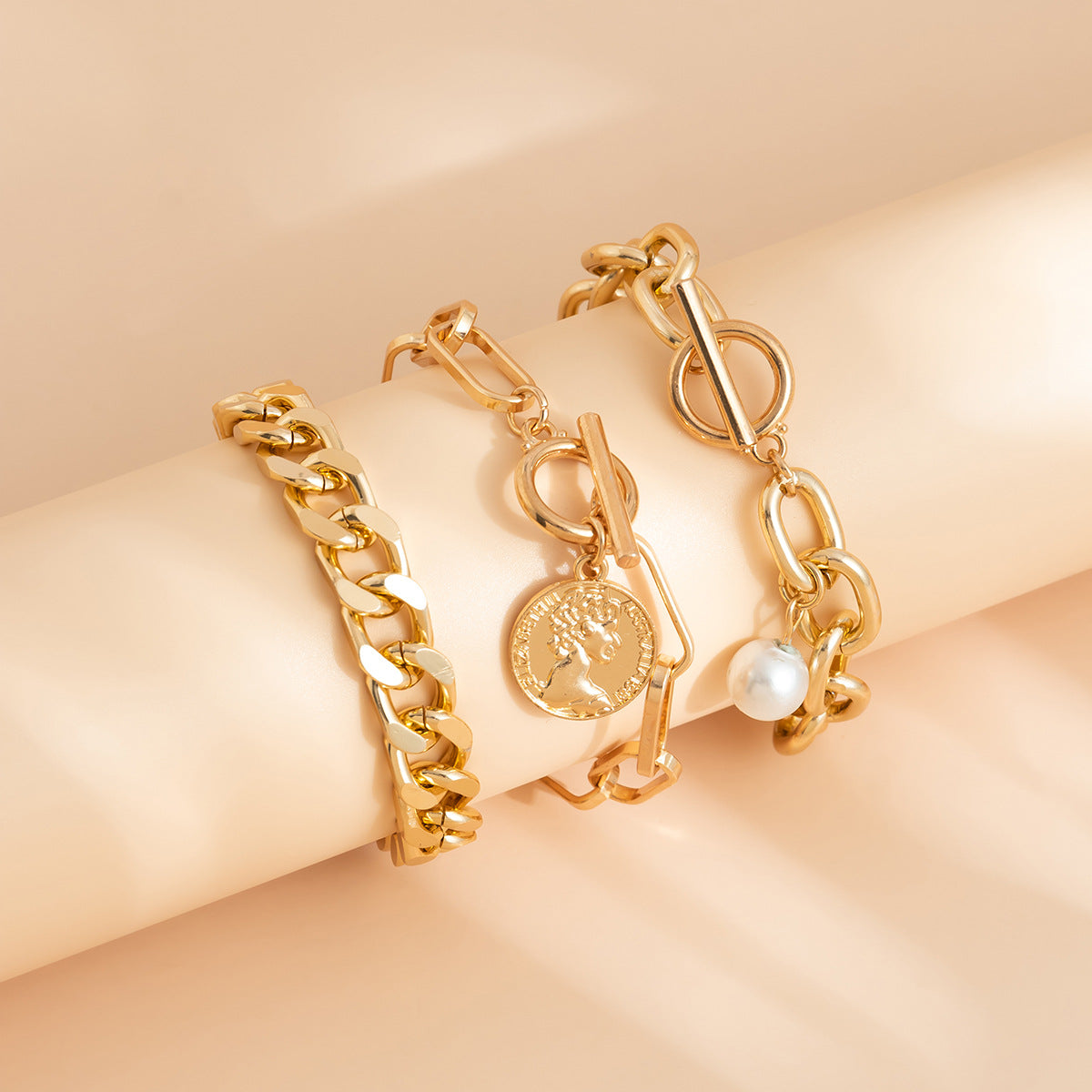 Wholesale Imitation Pearl Alloy Bracelet Set