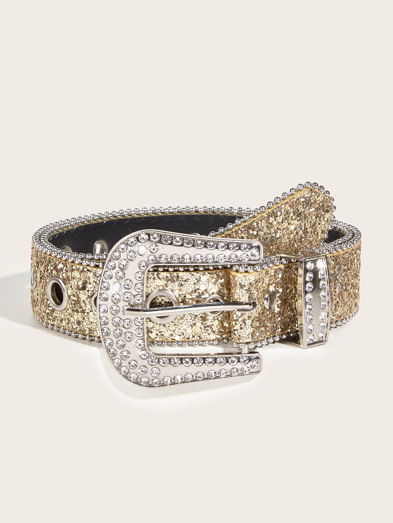 Whoelsale PU Wide Sequin Rhinestone Belt