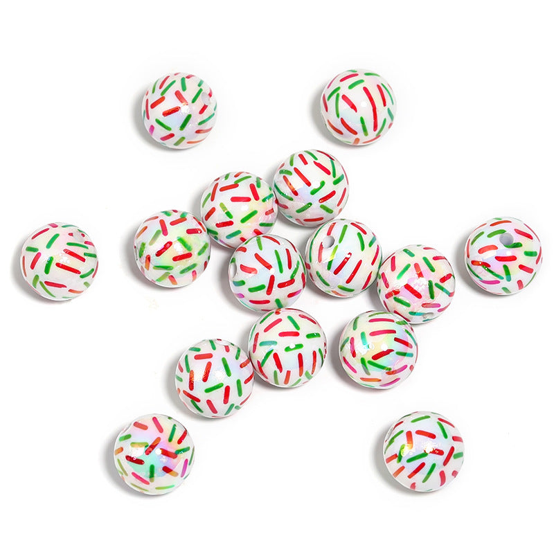 Wholesale 100PCS Holiday Party Ribbon Print Colorful Polka Dot Acrylic Beads