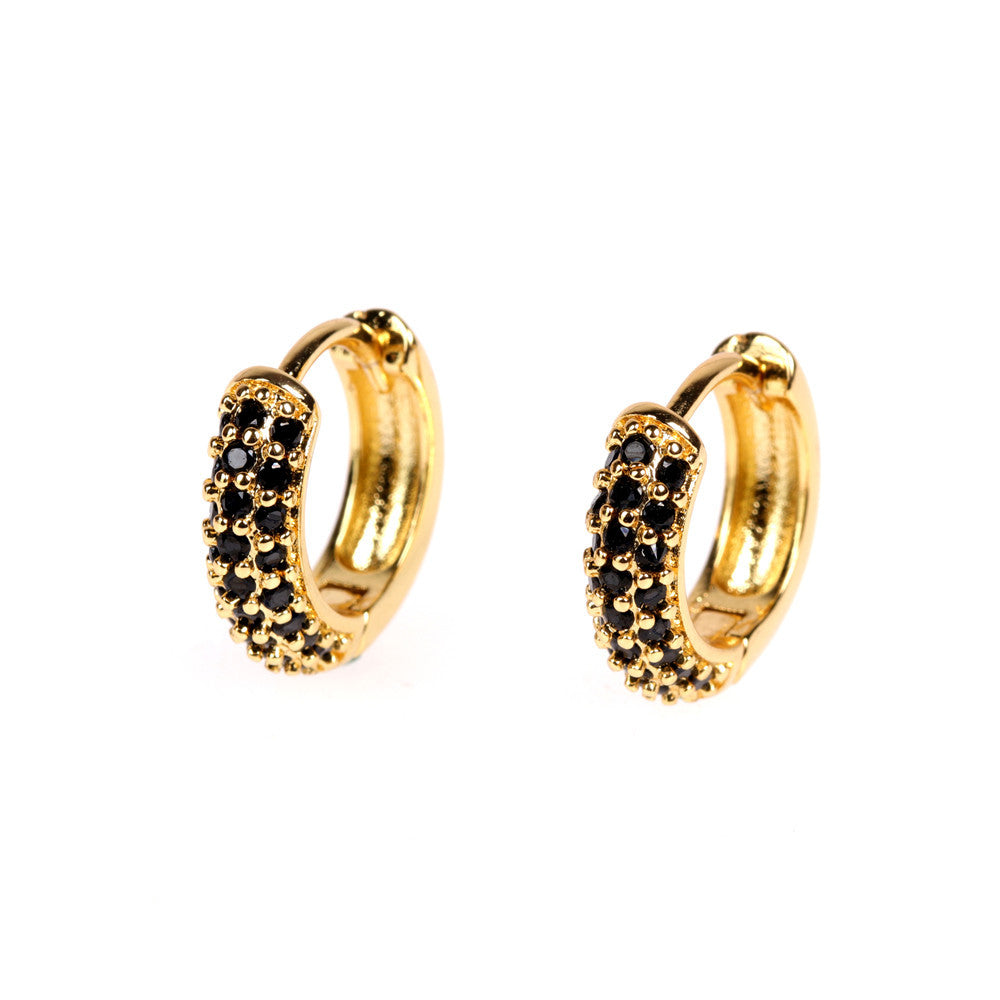 Wholesale Hip Hop Hoop Zircon Earrings