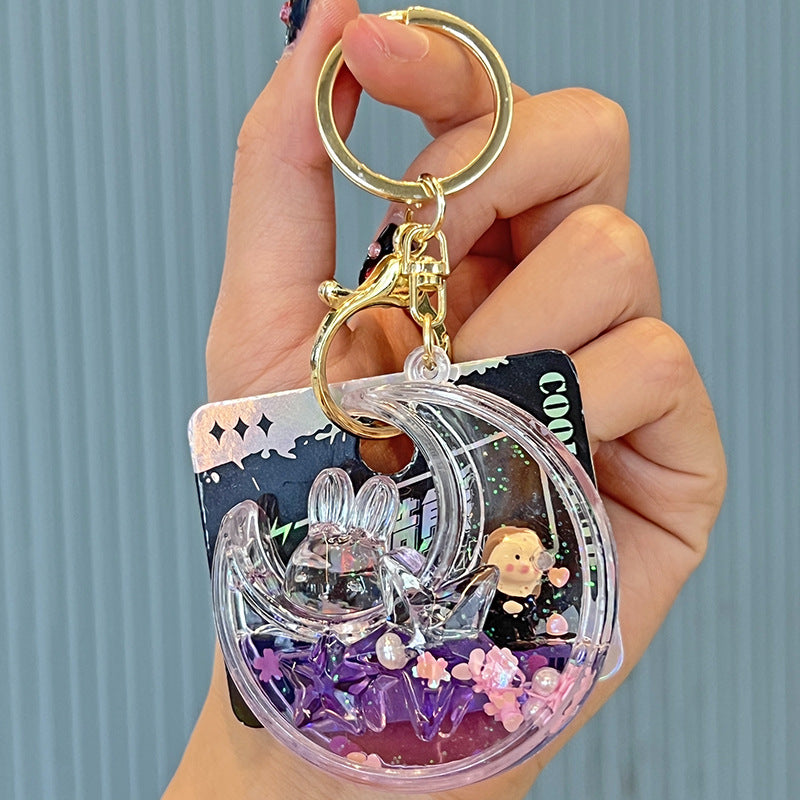 Wholesale Half Moon Artist Quicksand Bottle Acrylic Keychains