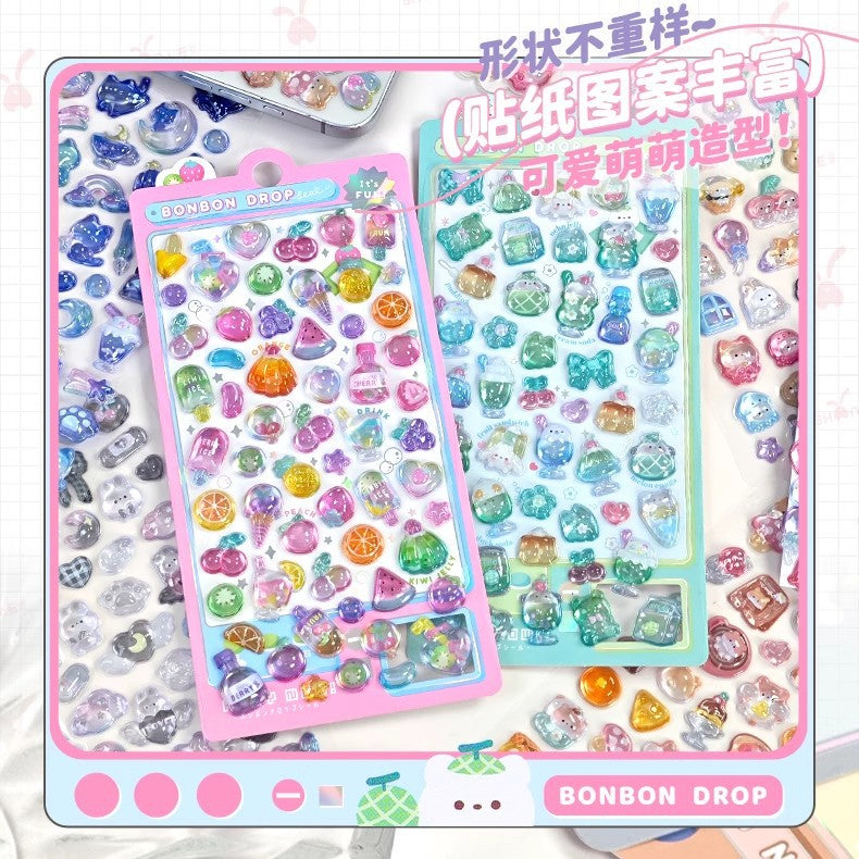 Wholesale Rainbow clouds diverse cartoon animals 3D stickers