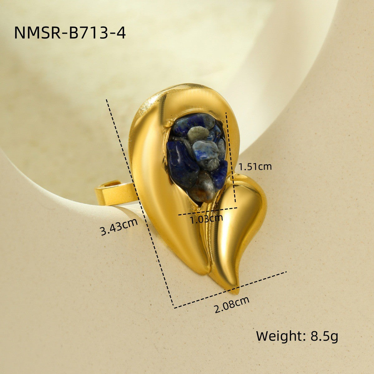 Wholesale Stainless Steel Ring With Natural Stone Setting