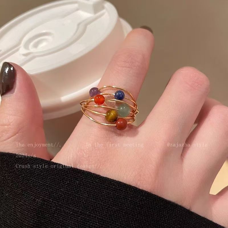 Wholesale Women's Retro Colored Tourmaline Planet Ring