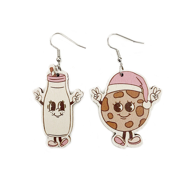 Wholesale Christmas Gingerbread Man Santa Wooden Earrings
